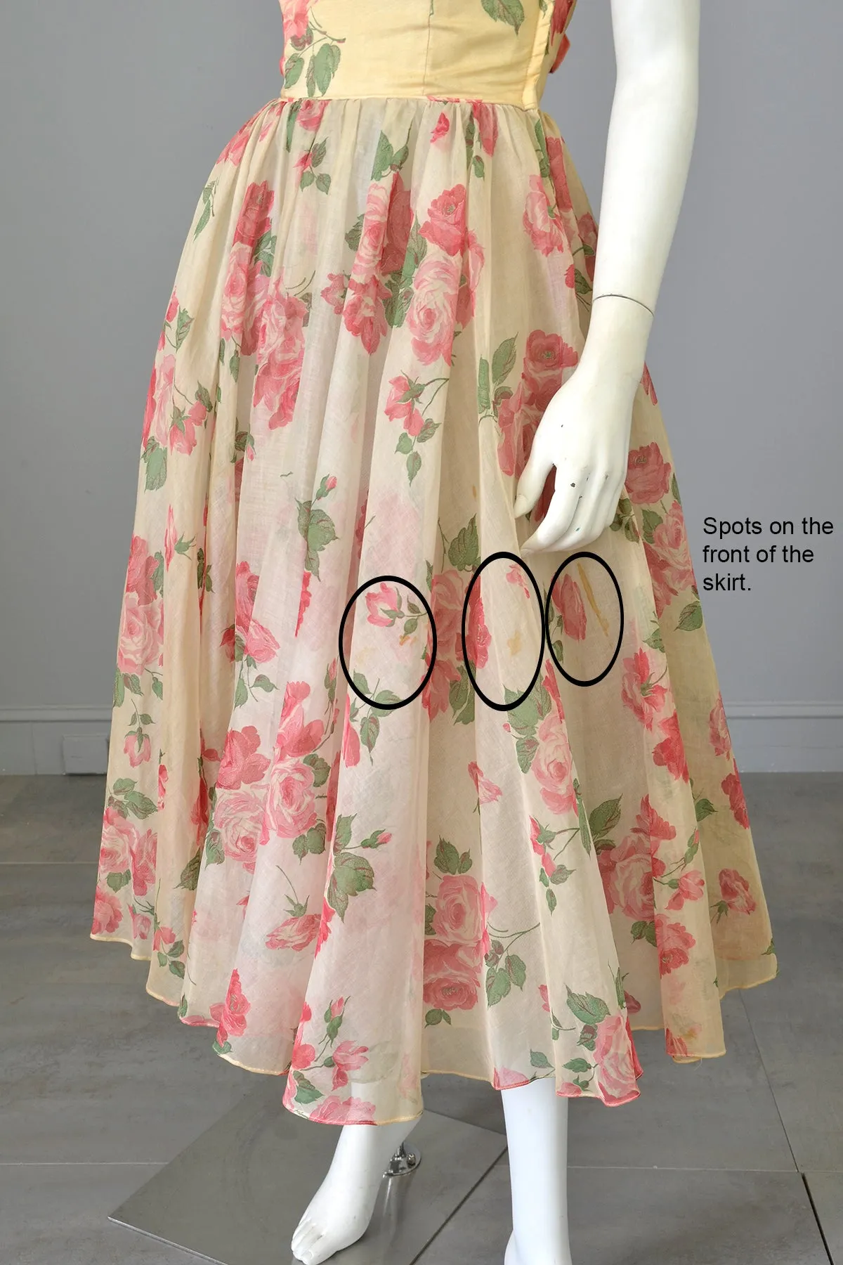 1950s Desert Rose Organza Halter Party Dress