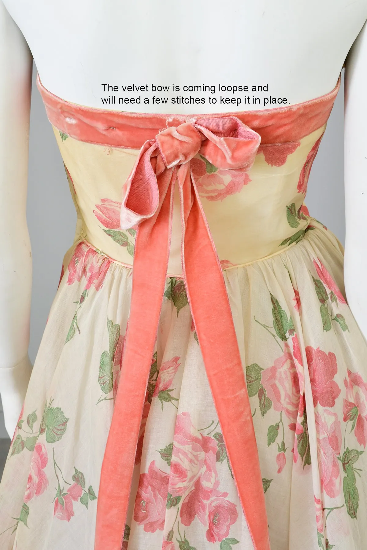 1950s Desert Rose Organza Halter Party Dress