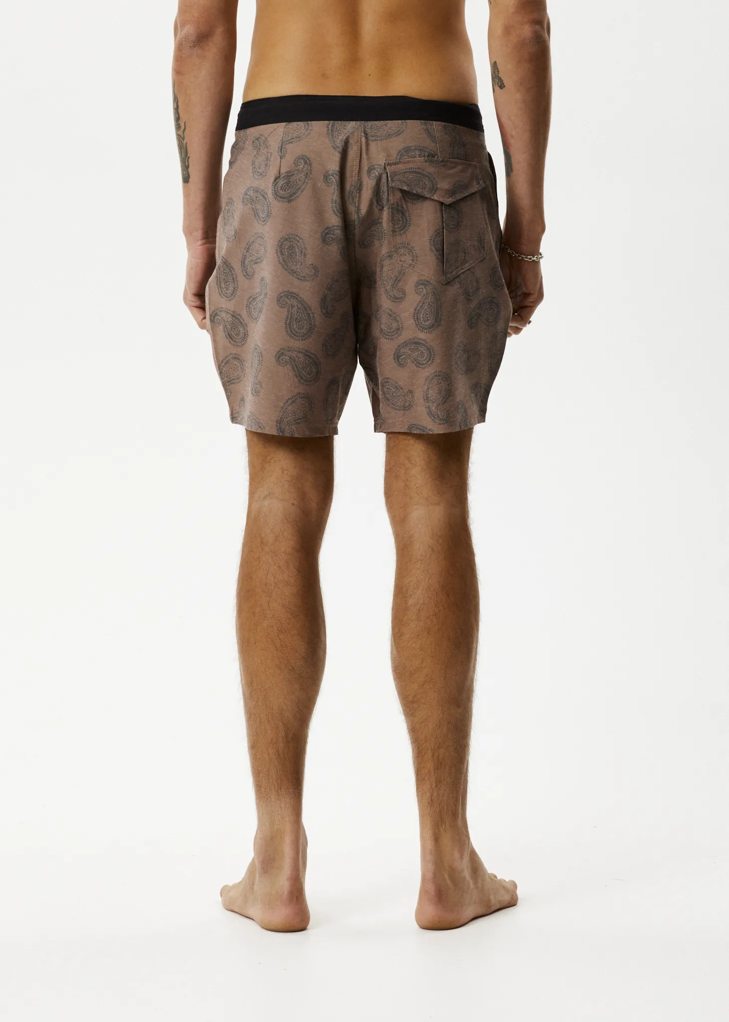 AFENDS Mens Tradition - Paisley Fixed Waist Boardshorts - Toffee