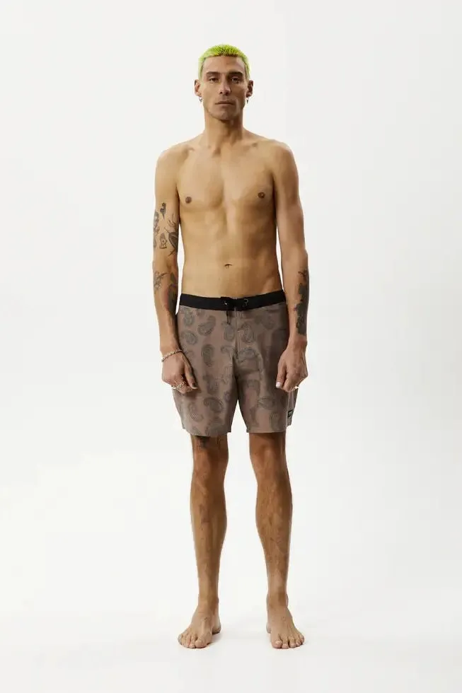 AFENDS - paisley fixed waist boardshorts - toffee