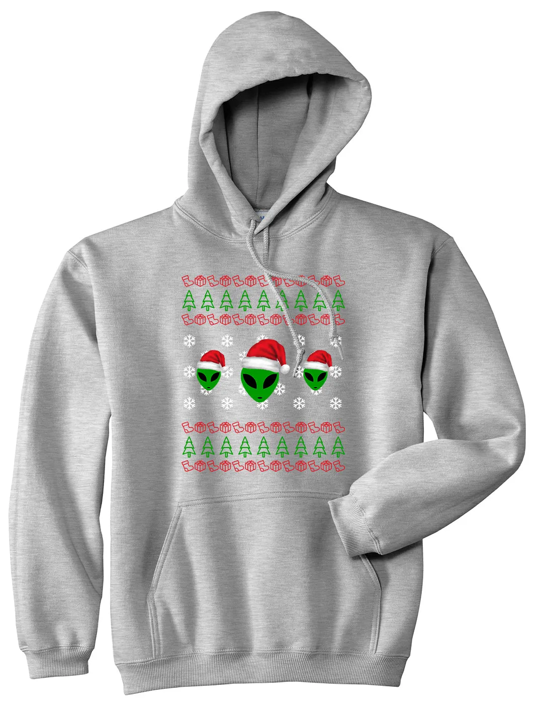 Alien Ugly Christmas Mens Pullover Hoodie