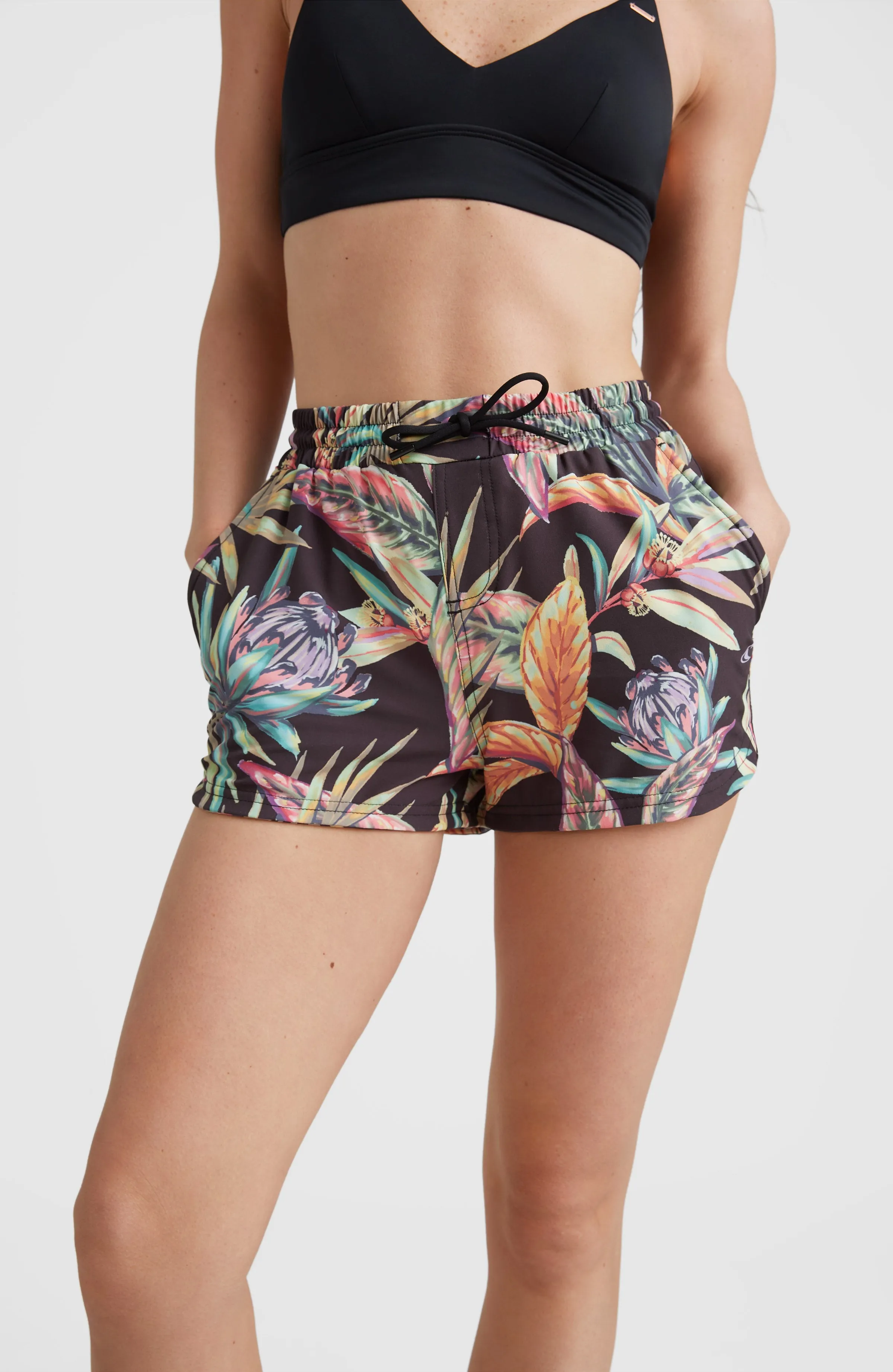 Anglet Swim Shorts | Black Tropical Flower