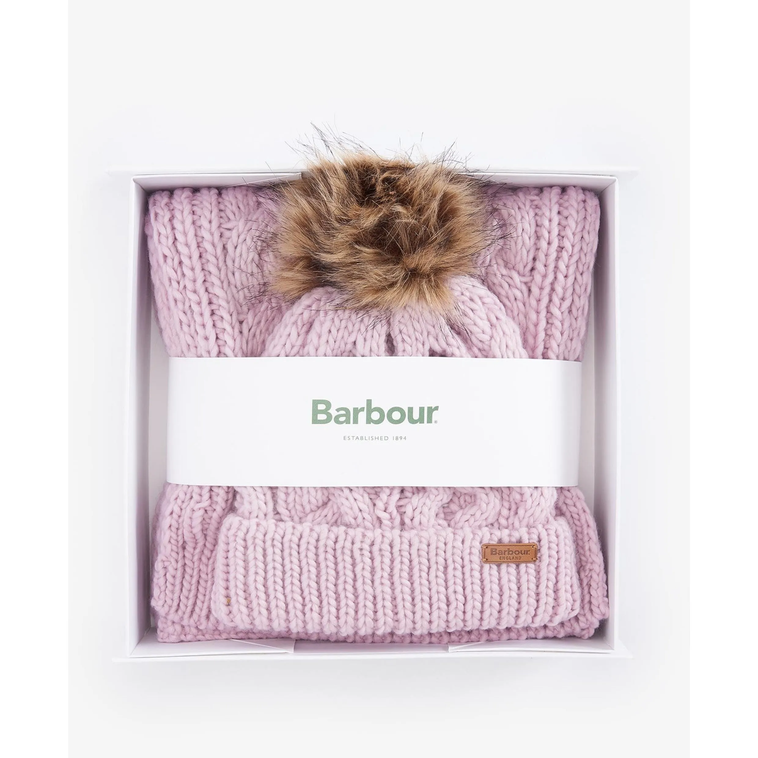 Barbour Penshaw Beanie & Scarf Gift Set In Lavender Haze LGS0025PU12