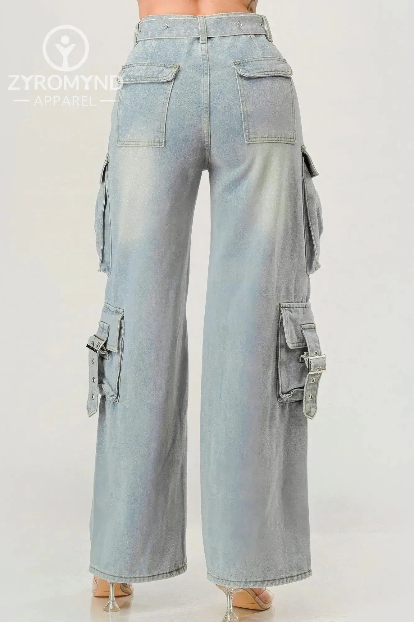 Belted Denim Cargo Jean