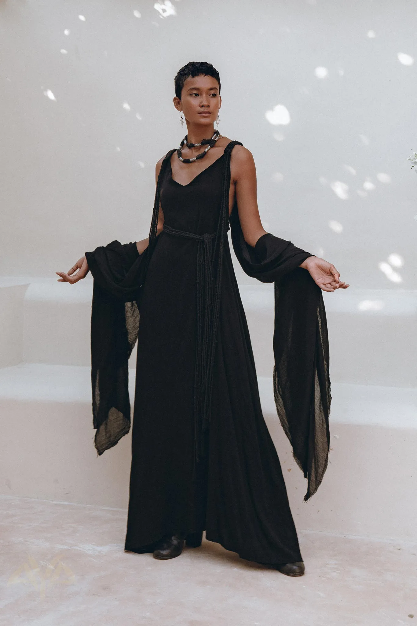 Black Wedding Dress • Boho Multiway Maxi Black Bridesmaid Dress