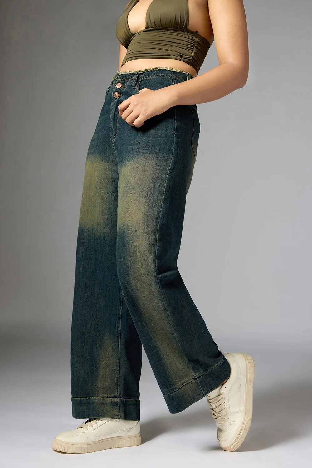 Blue Faded Baggy Jeans