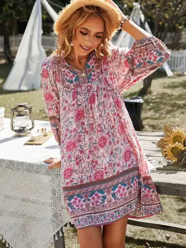 Bohemian Orientation Print Resort Style Ladies Dress