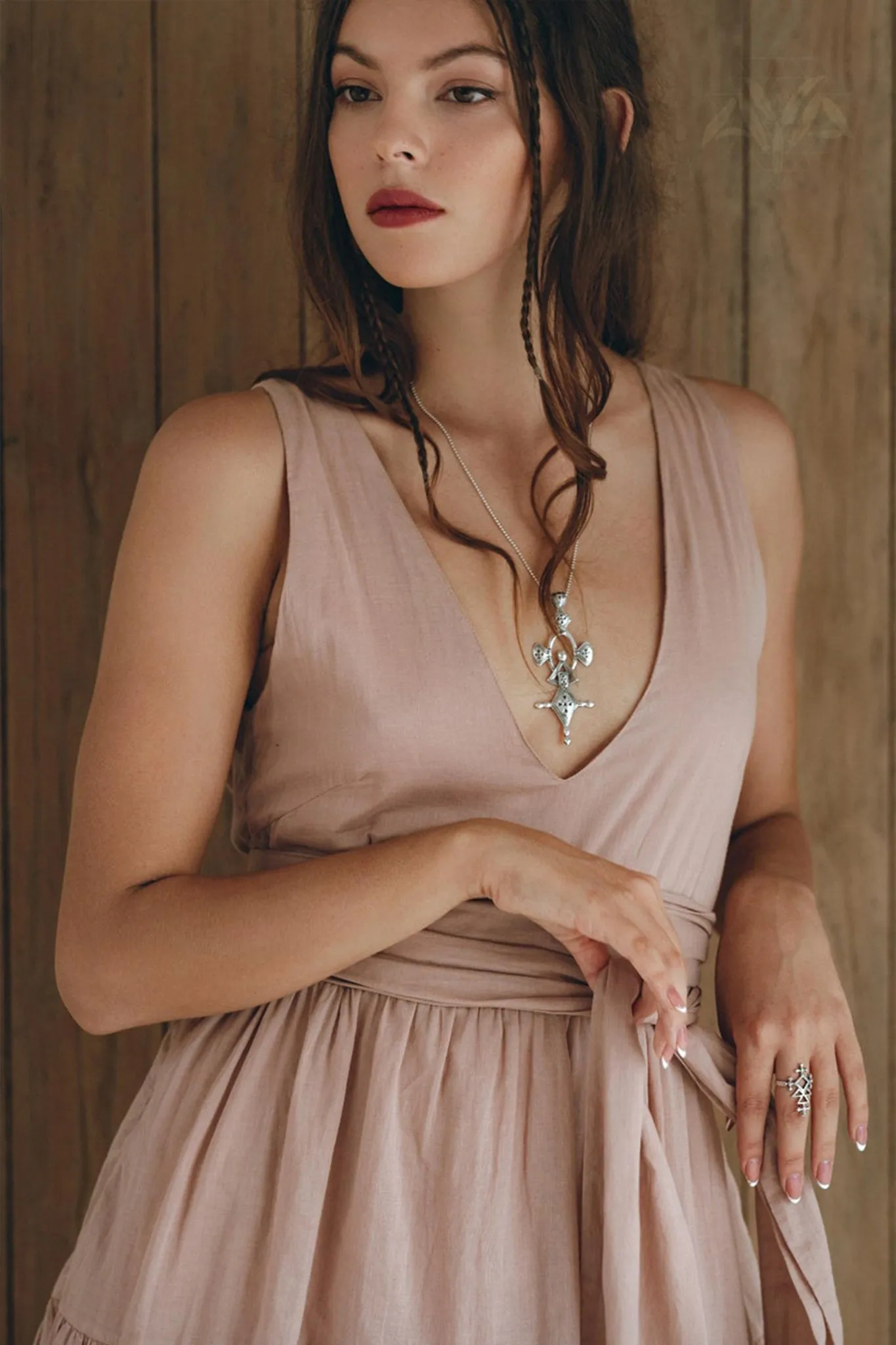 Boho Mini Bridesmaid Dress • Dusty Pink A Line Mini Belted Dress