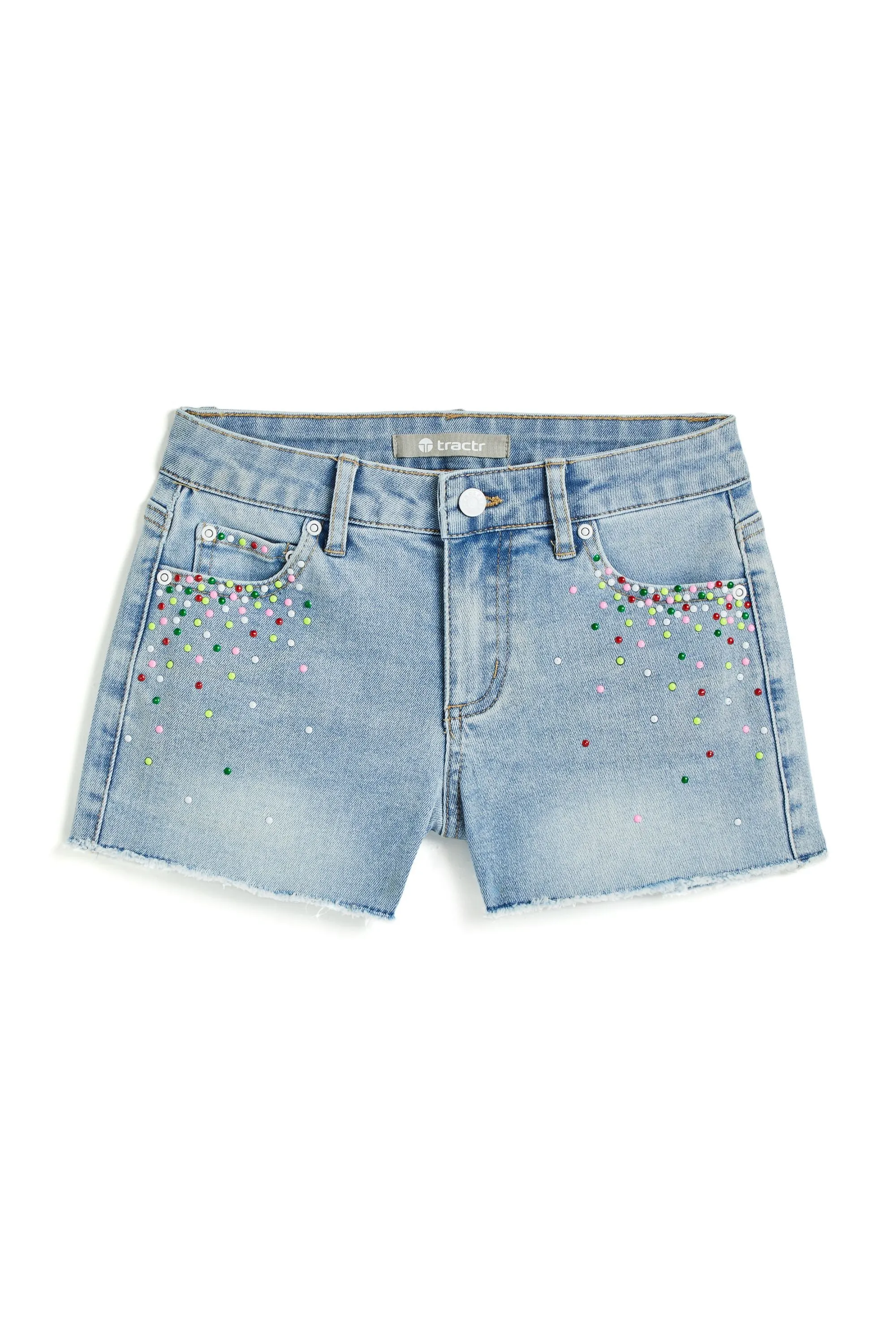 Brittany - Colorful Confetti Studded Fray Hem Short