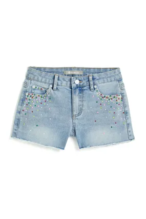 Brittany - Colorful Confetti Studded Fray Hem Short