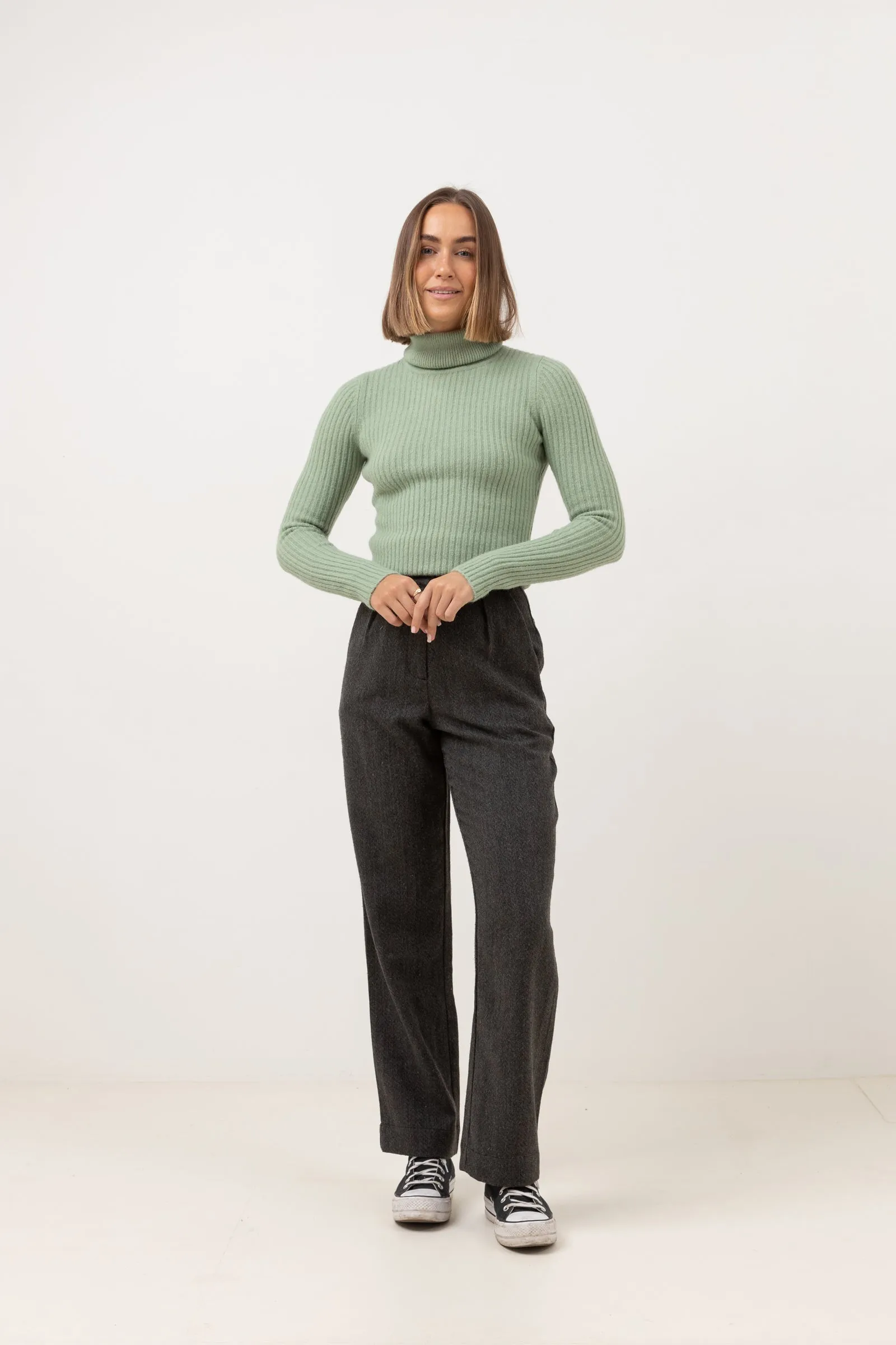 Brooklyn Roll Neck Knit Aloe