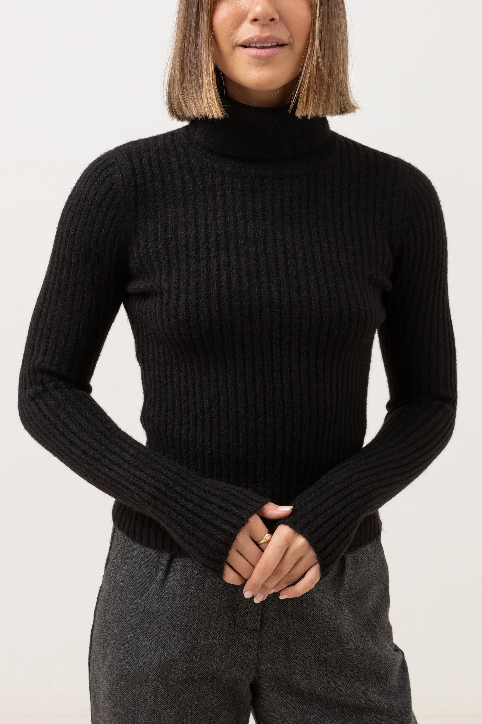 Brooklyn Roll Neck Knit Black