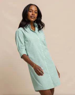 Cam Stripe Poplin Dress | Lawn Green