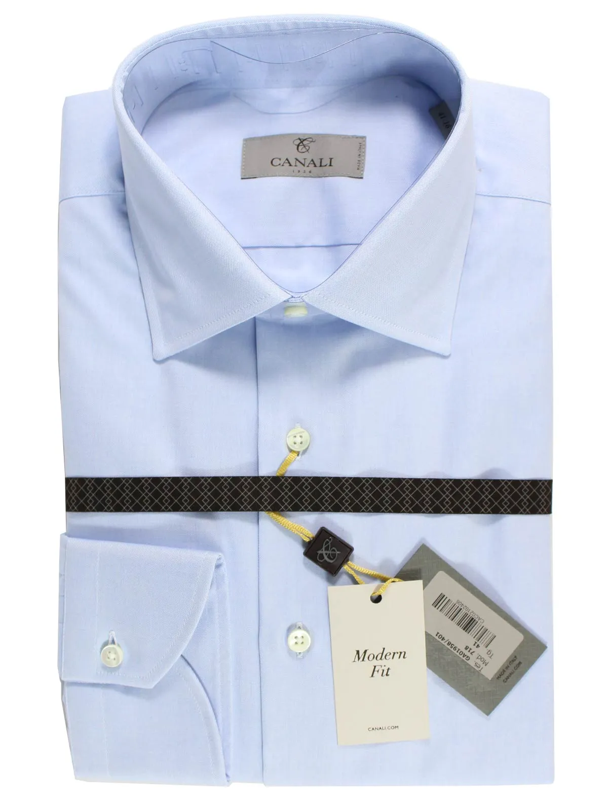 Canali Dress Shirt Light Blue - Modern Fit 44 - 17 1/2