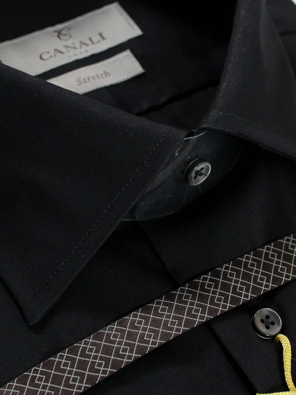 Canali Shirt Black Stretch - Modern Fit 44 -17 1/2