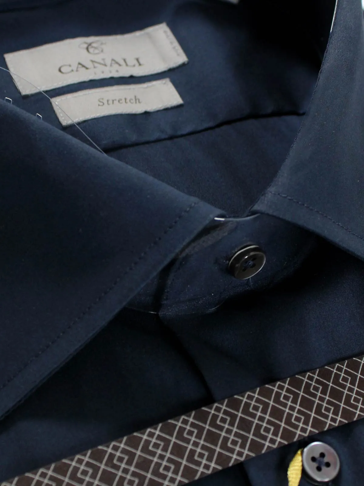 Canali Shirt Midnight Blue Stretch - Modern Fit 43 -17