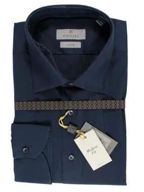 Canali Shirt Midnight Blue Stretch - Modern Fit 43 -17