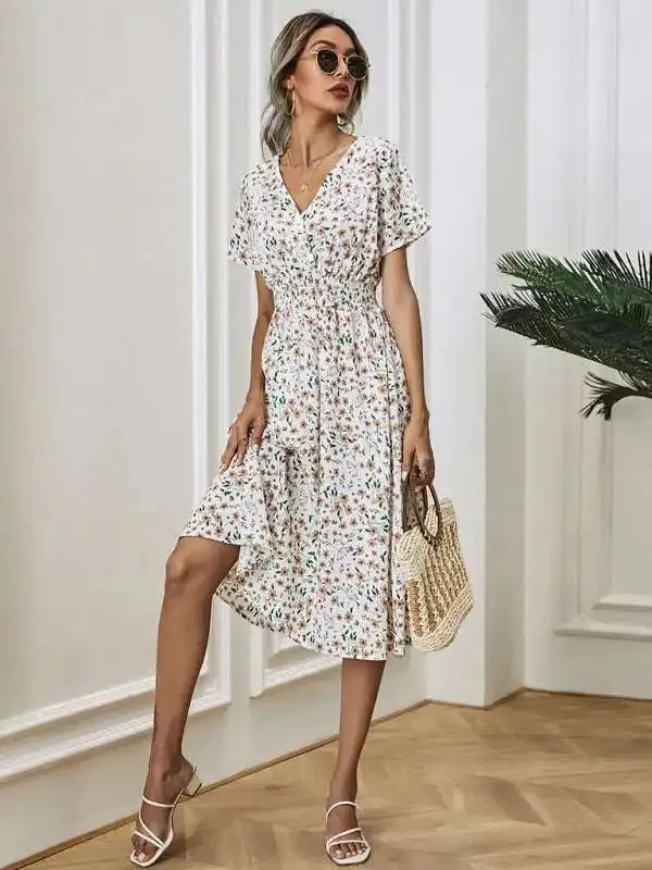 Casual Summer Bohemian Print Square Neck Dress