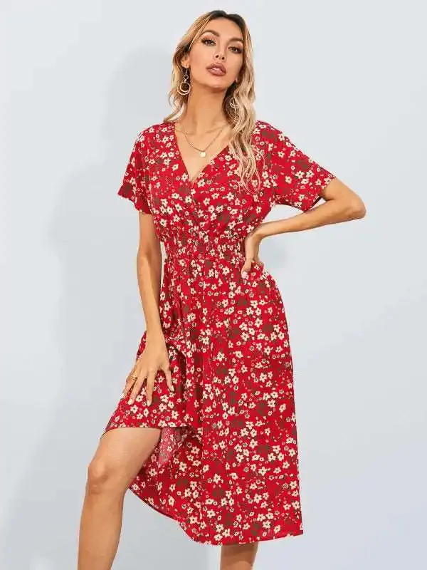 Casual Summer Bohemian Print Square Neck Dress