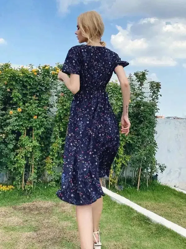 Casual Summer Bohemian Print Square Neck Dress