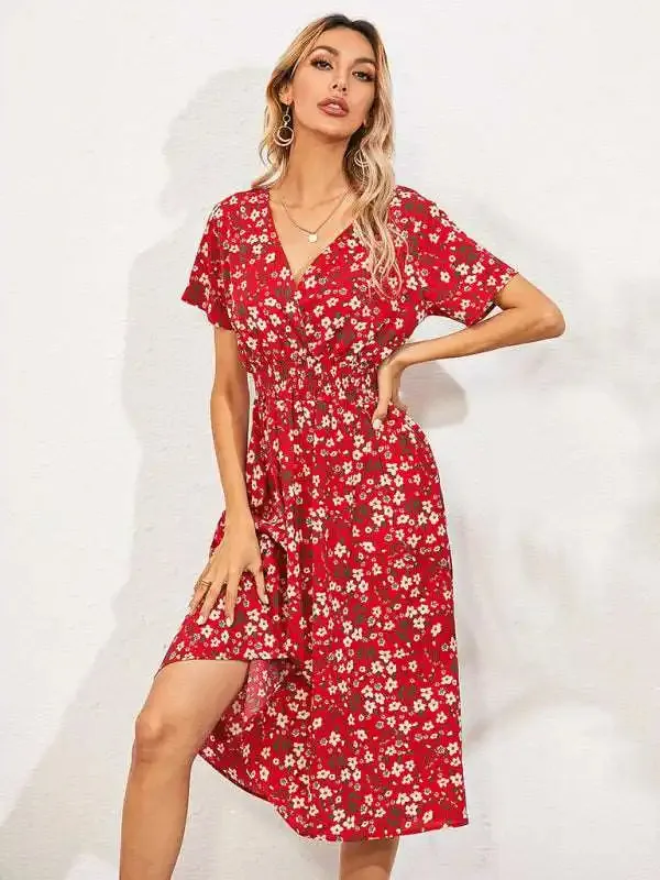 Casual Summer Bohemian Print Square Neck Dress