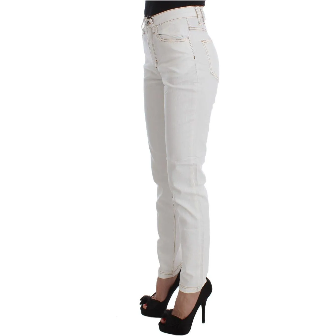 Cavalli Chic White Slim Fit Denim