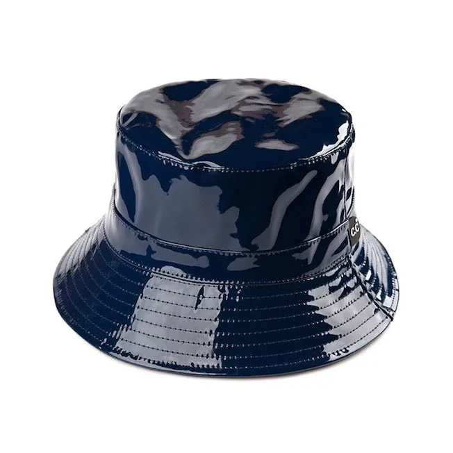 C.C Brand Shiny Reflective Enamel Detailed Rain Bucket Hat