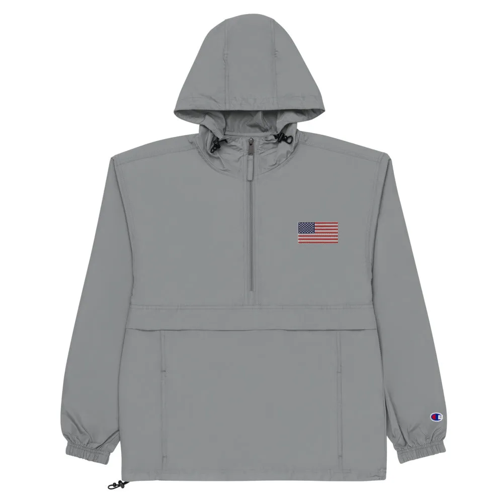 Champion Packable Jacket Embroidered American Flag