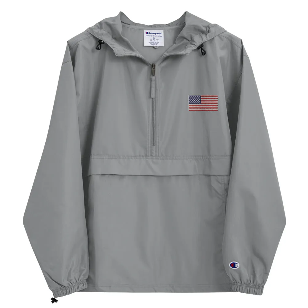 Champion Packable Jacket Embroidered American Flag