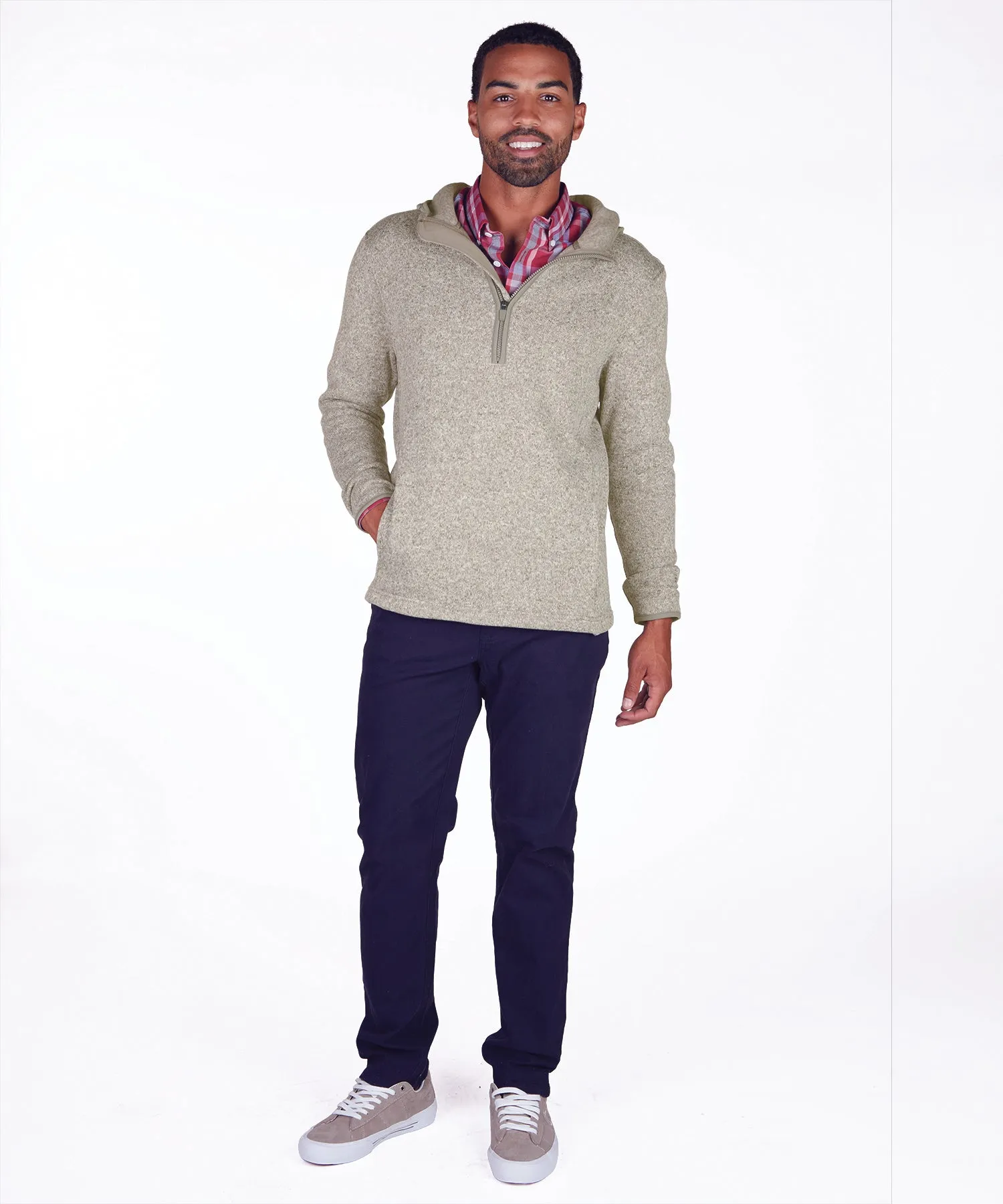 Charles River Men's Heathered Fleece Quarter Zip Hoodie