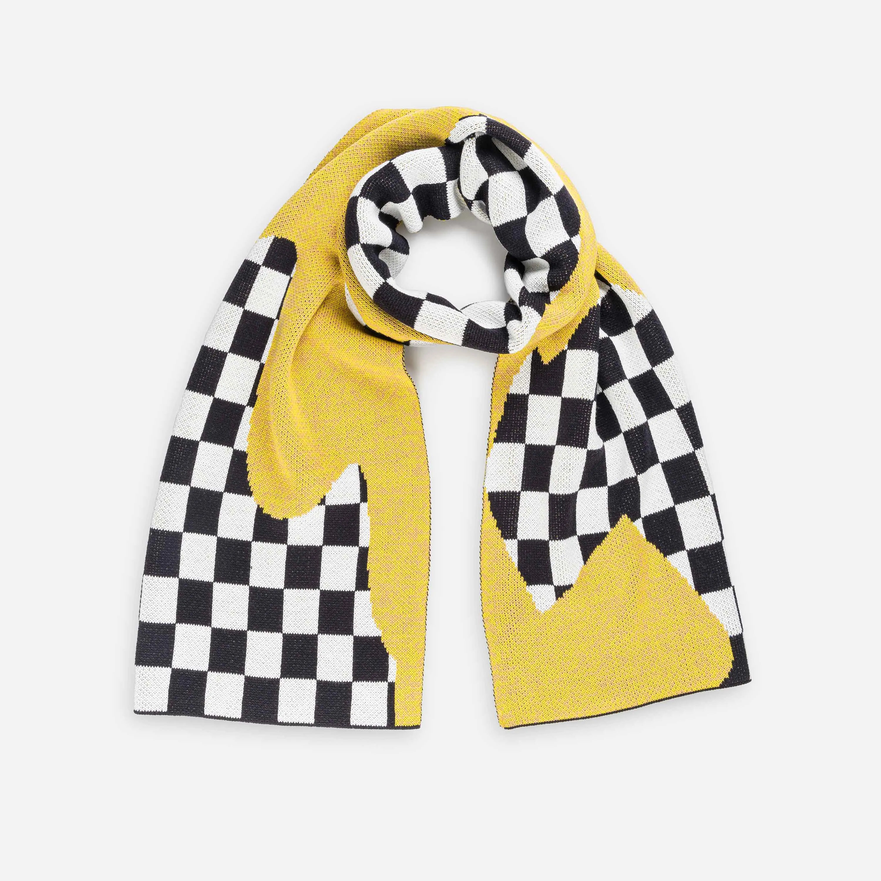 Checkerboard Spill Big Knit Scarf