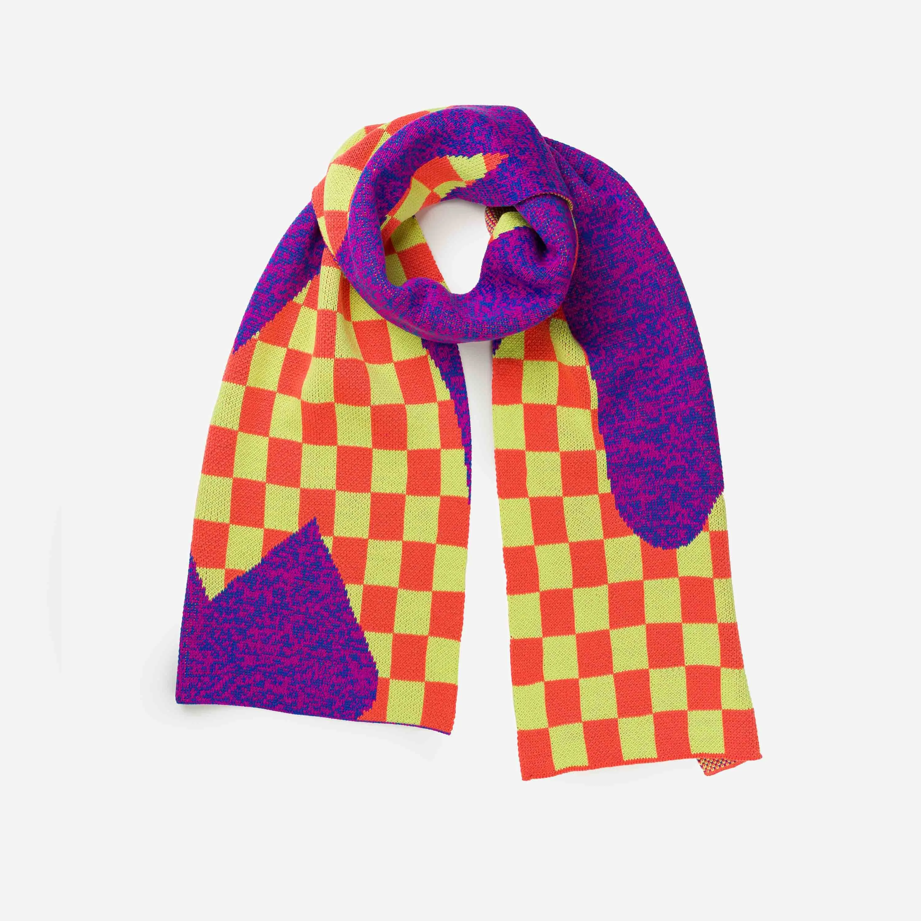 Checkerboard Spill Big Knit Scarf