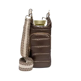 Chocolate Brown Shiny HydroBag® with Dark Patterned Strap