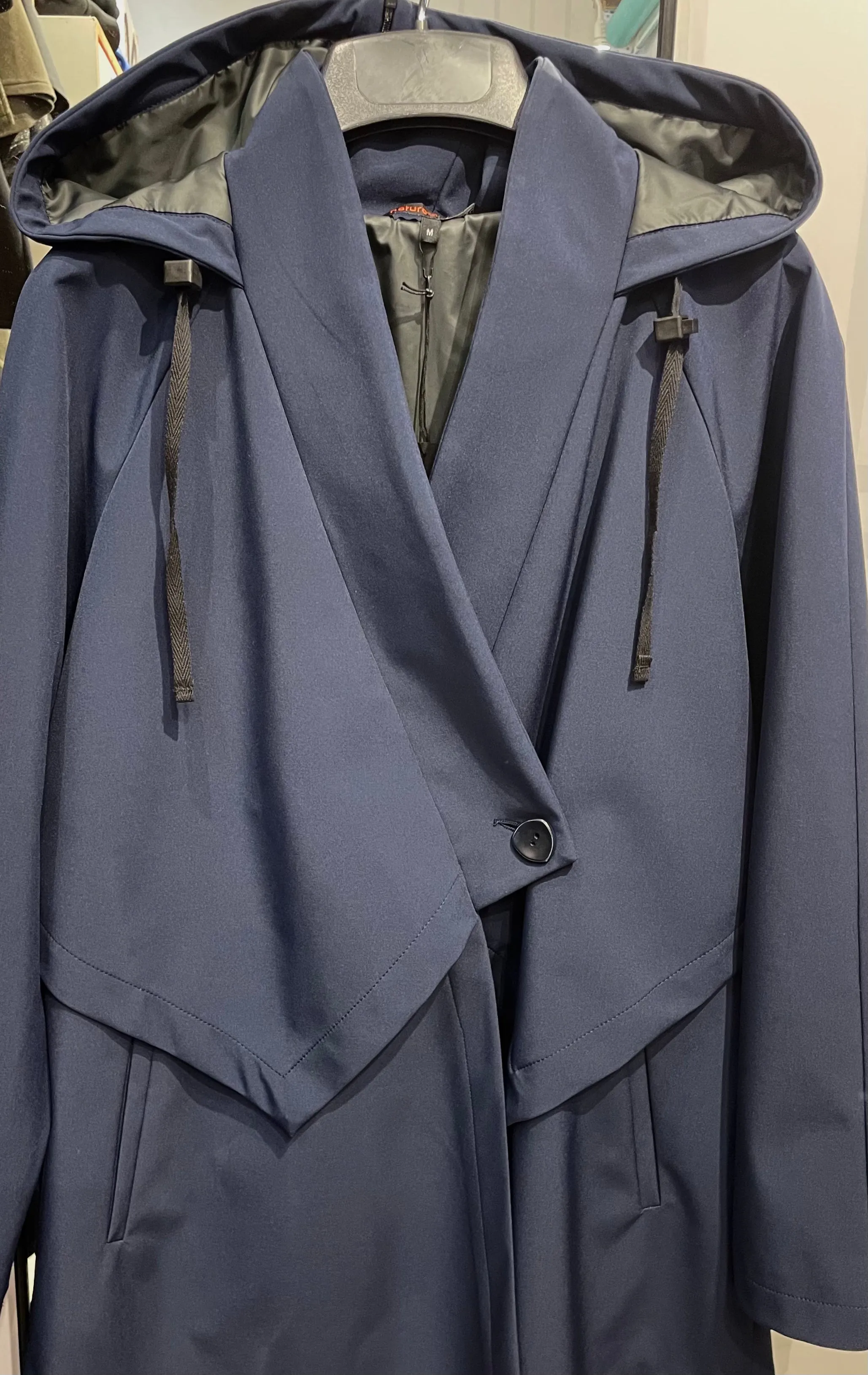 Convertible Hood Asymmetrical Rain Jacket w/ lining