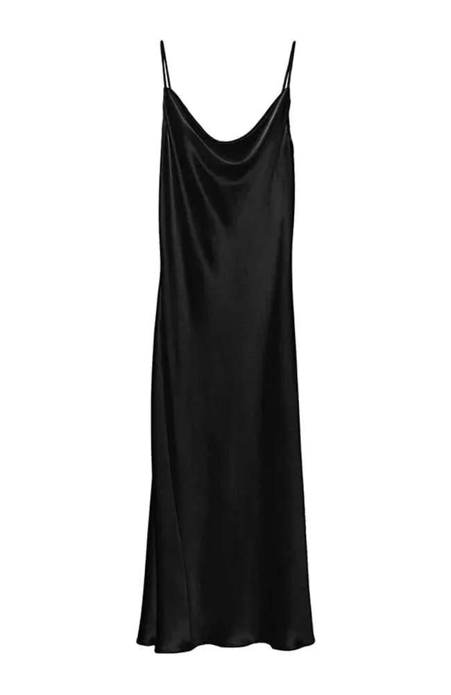 Cowl Neck Long Slip Dress