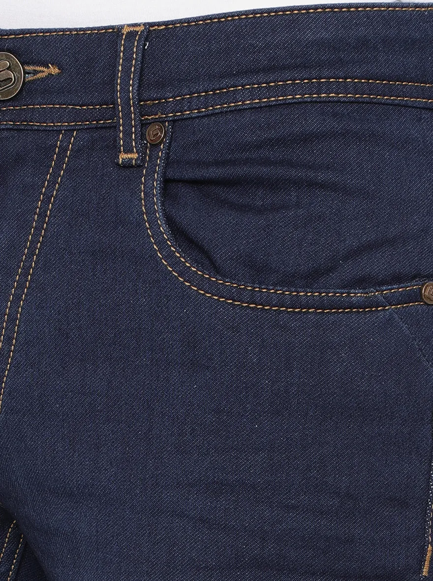 Dark Indigo Blue Washed Narrow Fit Jeans | Greenfibre