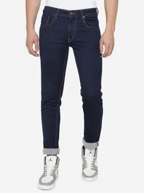 Dark Indigo Blue Washed Narrow Fit Jeans | Greenfibre