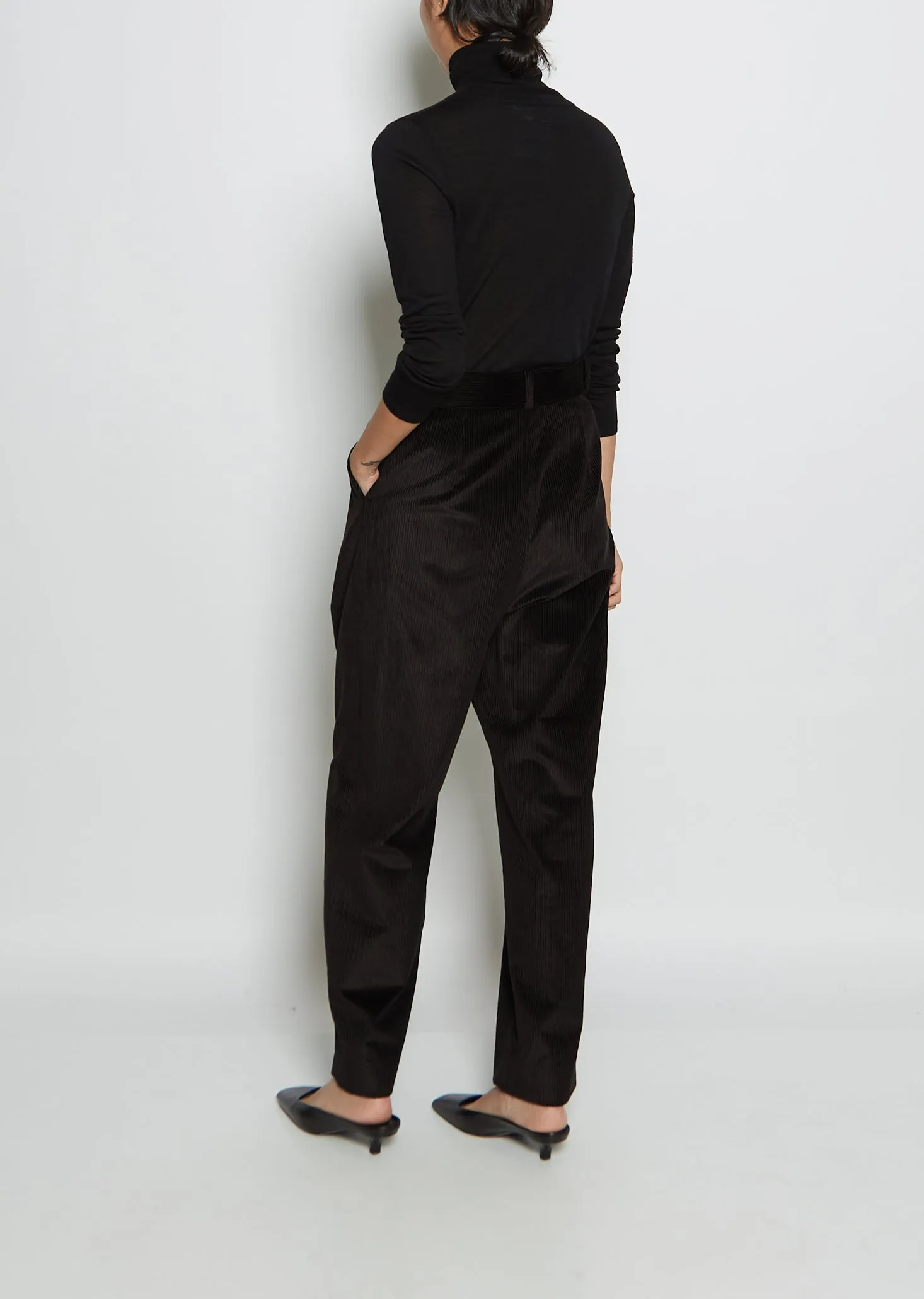 Deep Pleat Cotton Cord Trousers