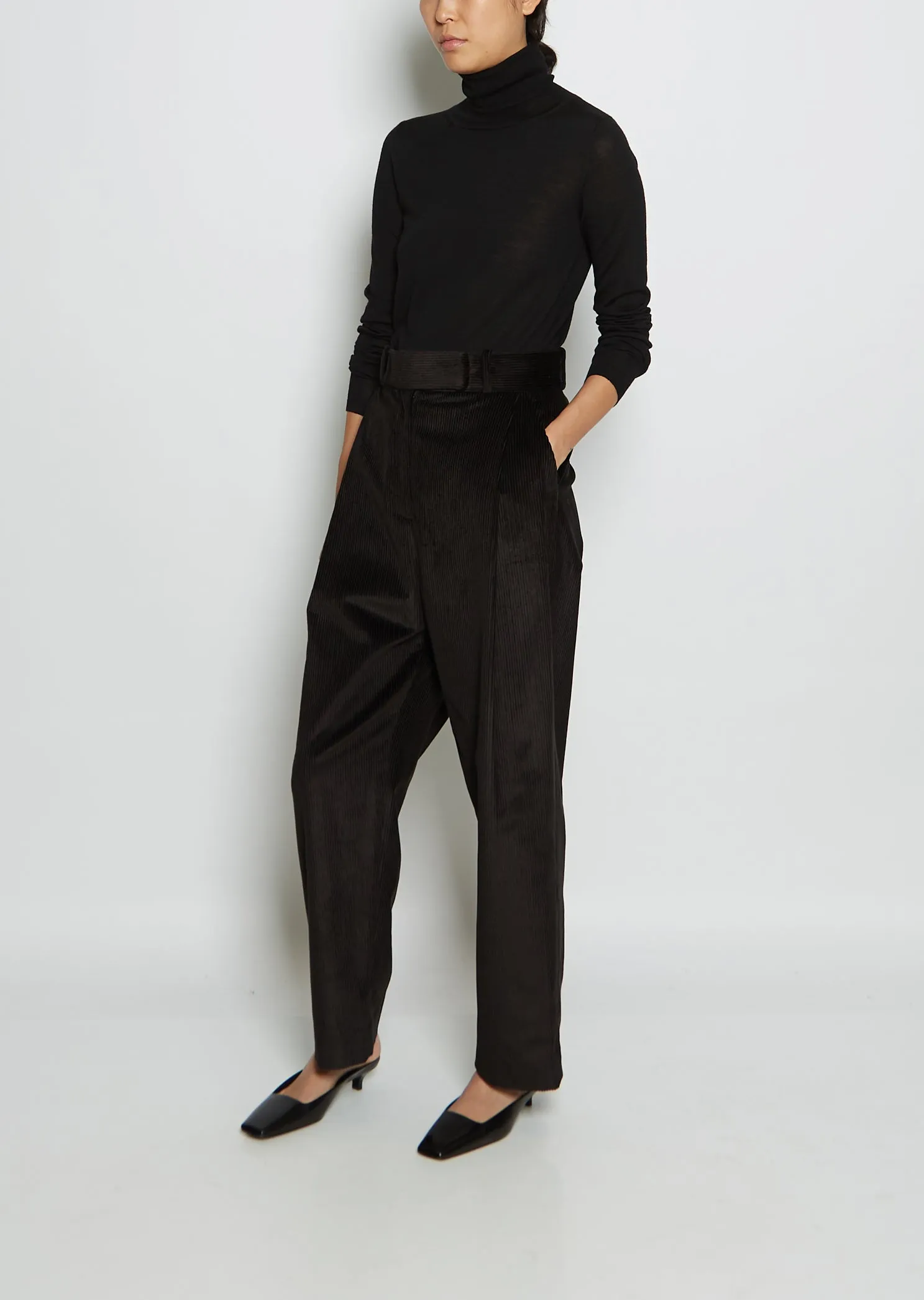 Deep Pleat Cotton Cord Trousers