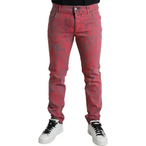 Dolce & Gabbana Red Tie Dye Skinny Denim Jeans