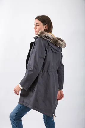 Fairweather Parka in Blue - Faux