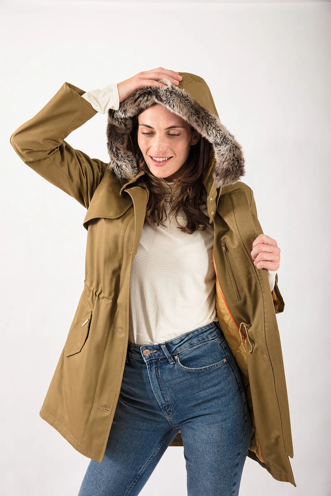 Fairweather Parka in Sand - Faux