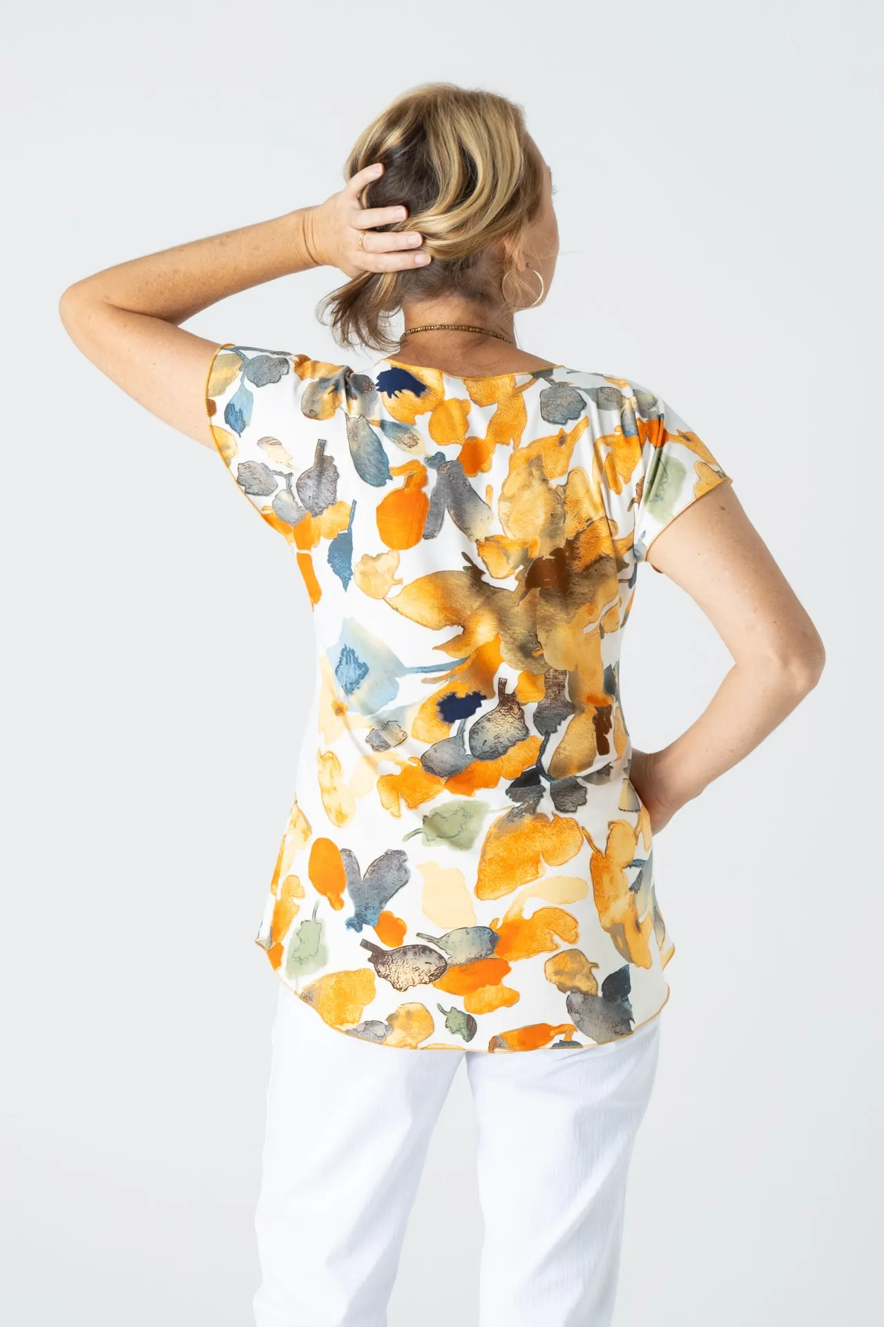 Fall Print Short Sleeve Jersey Top