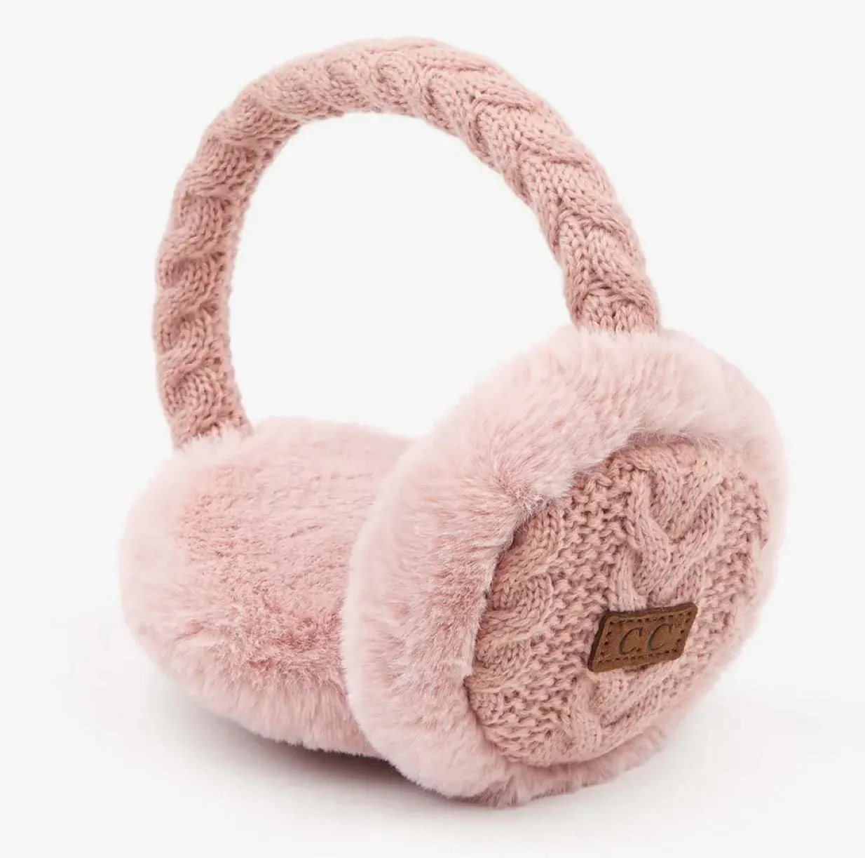 FASHION CITY CABLE KNIT FAUX FUR EAR MUFFS