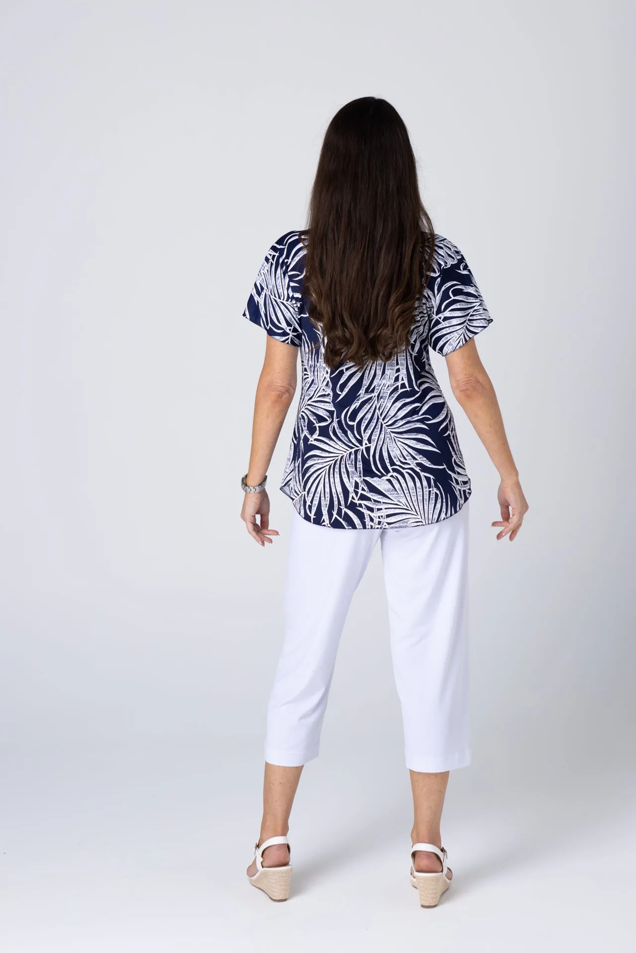 Fern Print Longer Sleeve Jersey Top