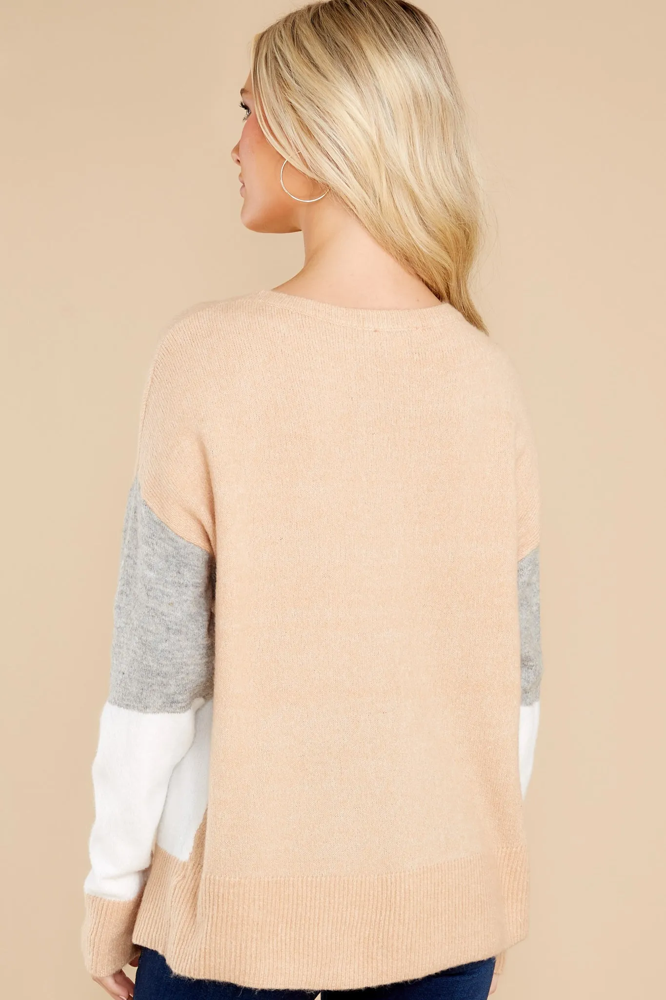 Forget The Past Tan Colorblock Sweater