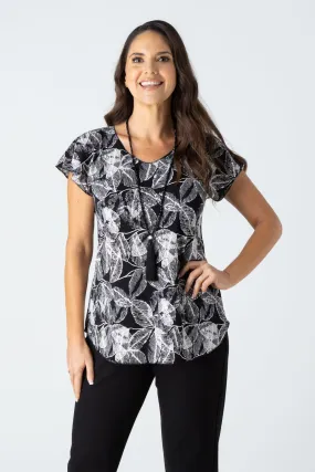 Fossil Print Short Sleeve Jersey Top