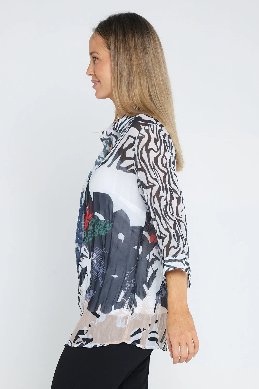 Georgette Digital Print Shirt - Zebra Abstract