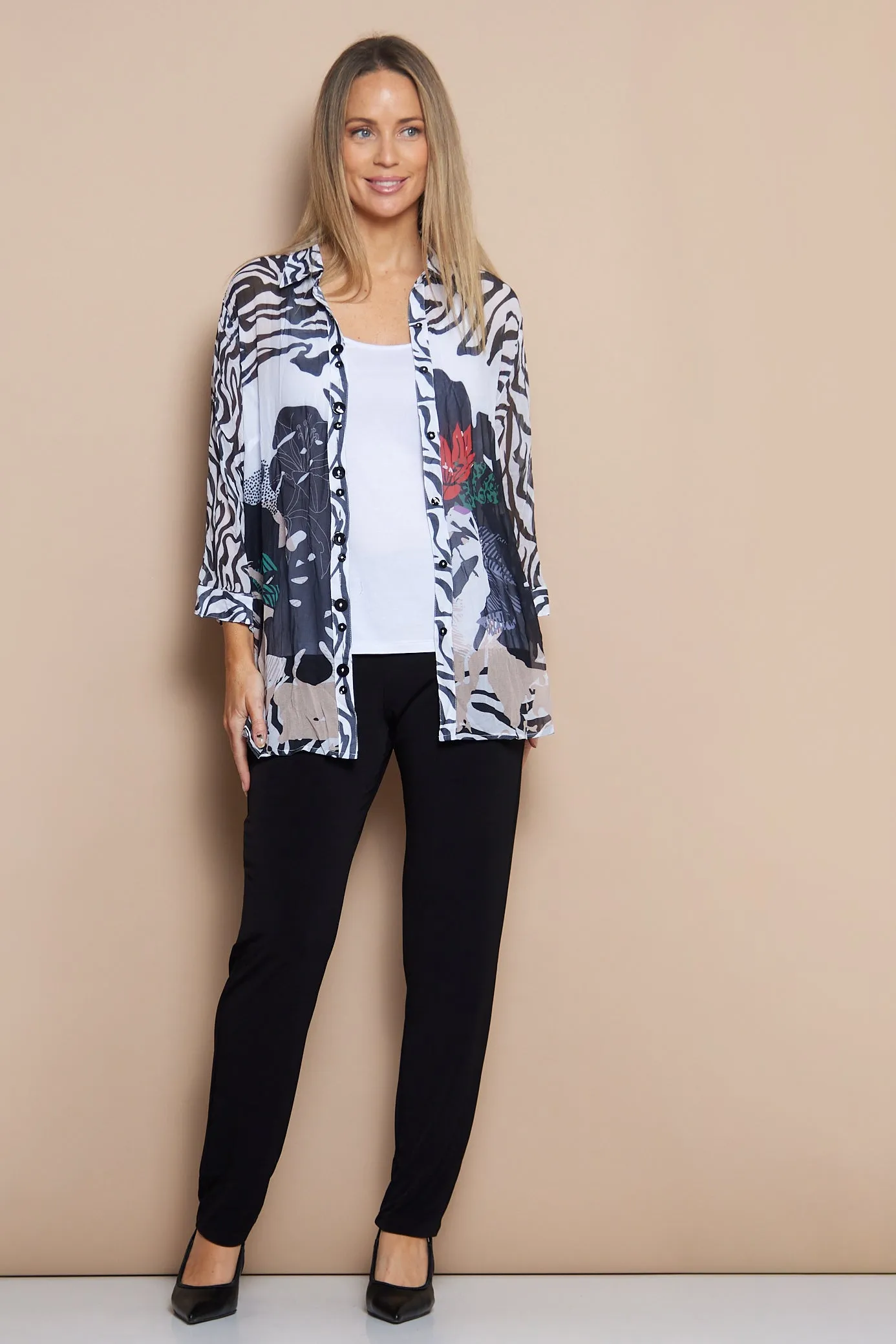 Georgette Digital Print Shirt - Zebra Abstract