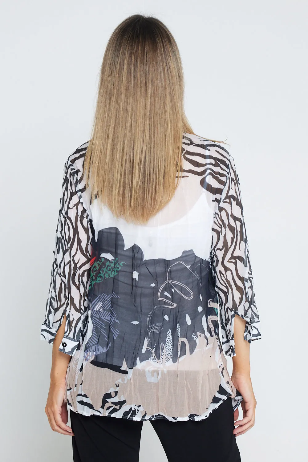 Georgette Digital Print Shirt - Zebra Abstract